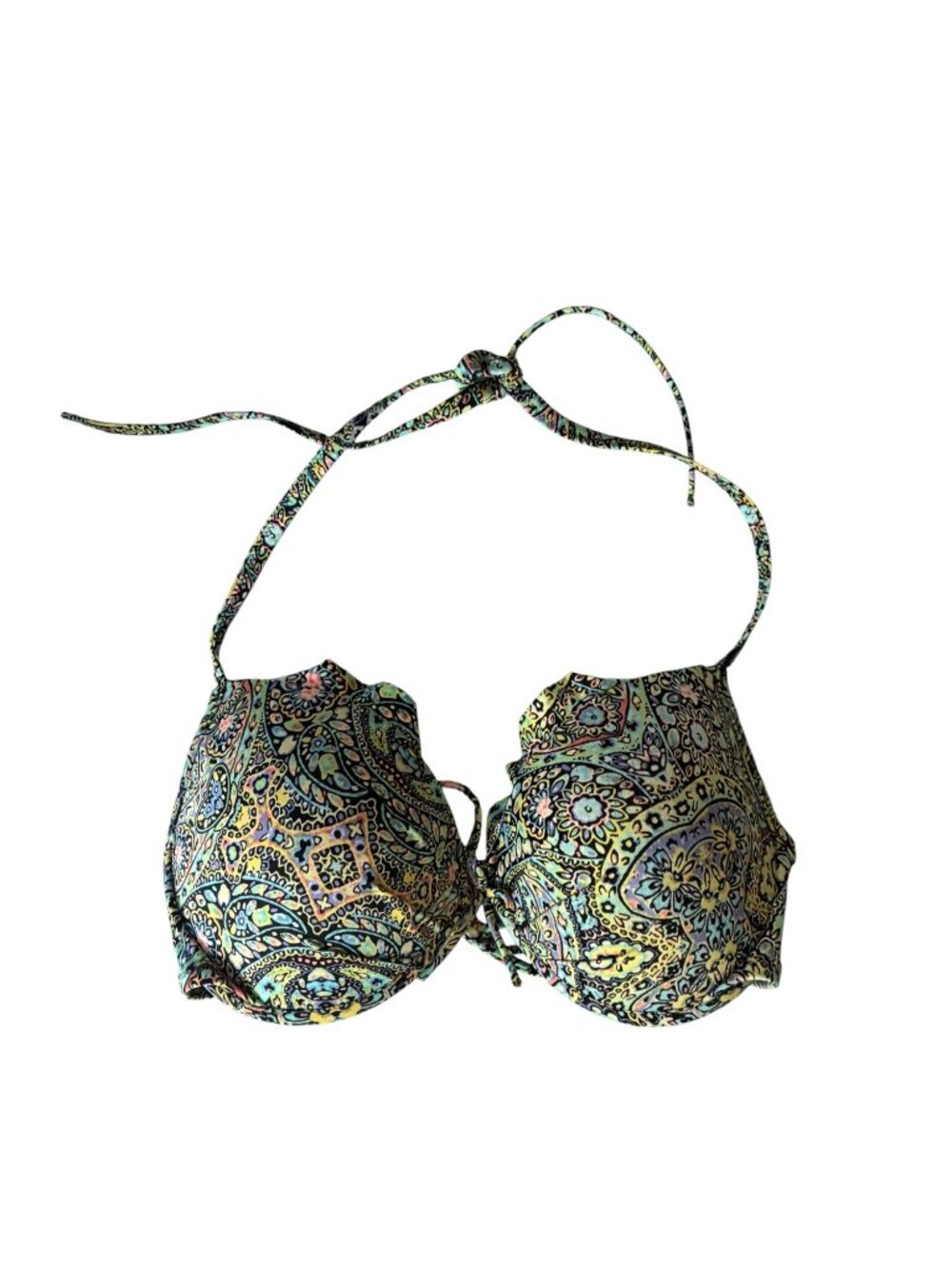 Victoria's Secret Fabulous Bikini Top Push-Up Halter Mosaic Garden Paisley 36D - Picture 3 of 9